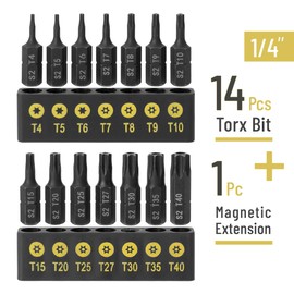 Bates- Torx Bit Set, 15 Pieces Set, T4-T40, Tamper Proof Torx Set, Torx Security Bit Set, Security Torx Bit Set, Star Bits Set, Screwdriver Bit Sets, 1/4 Hex Bit Set, Torx Bits Set