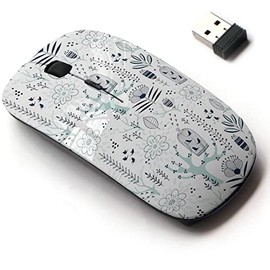 CJCBROES 2.4G Wireless Mouse with Cute Pattern Design for All Laptops and Desktops with Nano Receiver - Floral birdcages