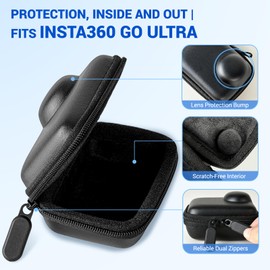 Aurivor Custodia da trasporto per fotocamera Insta360 Go Ultra, accessori Insta 360 Go-Ultra con custodia rigida portatile con cerniera, clip a moschettone, cinturino da polso, pellicola protettiva