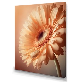 DesignQ gerbera Oversized Wall art decor, Daisy Wall Art, Vivid Orange Gerbera Daisy I, Orange Traditional Canvas wall art, 12x20 inches