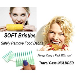 CVS Health 80pc Premium Quality Soft Bristle EaseBetween Gentle Picks Flexible Rubber Bristles Safe On Braces Bridges Crowns Implants - Includes Convenient Travel Case