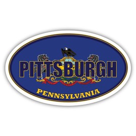 3 Pack 2x3 inches | Pittsburgh City Pennsylvania State Flag | PA Flag Allegheny County Oval State Colors Construction Toolbox, Hardhat, Lunchbox, Helmet, Mechanic, Luggage