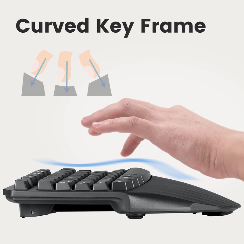 Perixx PERIDUO-813B US, Wireless Ergonomic Compact Keyboard & Vertical Mouse