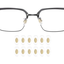 HARFINGTON 6 Pairs Eyeglass Nose Pad 5mm Thickness PVC Anti-Slip Glasses Nose Grips Titanium Logo Glasses Nose Pads for Plastic Frames Glasses Sunglasses, Silver