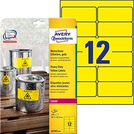 Avery Zweckform Heavy Duty Yellow Labels for Laser Printers 63.5 x 29.6 mm Yellow