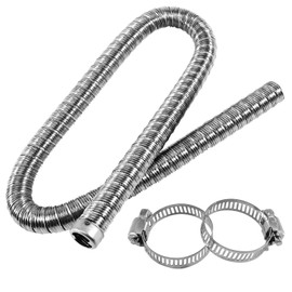 Editbar Auxiliary Heater Exhaust 100 cm x 24 mm - Car Stainless Steel Exhaust Hose with 2 Hose Clamps, Noise Reduction, Ideal for Power Generators, Fuel Tank, Exhaust Pipe, Auxiliary Heater & Diesel