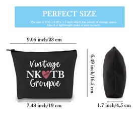 Boy Group Gift Music Band Fan Gift Vintage NK TB Groupie Zipper Pouch Celebrity Gift Makeup Bag for Music Lovers (NKTB Groupie BLK EU)