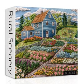 Flowers Garden Puzzles for Adults 1000 Pieces, Colorful Countryside House Jigsaw Puzzles, Nature Flower Fields Landscape Puzzle