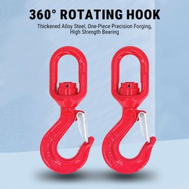 Uadme Heavy Duty Lifting Hook, 2Ton Alloy Steel Engine Crane Swivel Eye Hooks with Latch, Industrial Grade Hoist Rigging Hook for Factory Lifting, Harbor Lifting, Construction Engineering etc