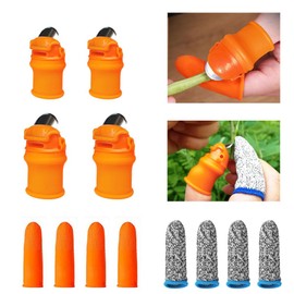 CrongeFul 12 Pcs Silicone Thumb Knife Gardening Tool Set for Harvesting, Thumb Cutter for Finger Protection, Plant Fruit Picking, Trimming (Flat Blade)