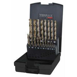 Terrax A215214 Cobalt Drill Bit Set 19 Pieces in Sheet Steel Case