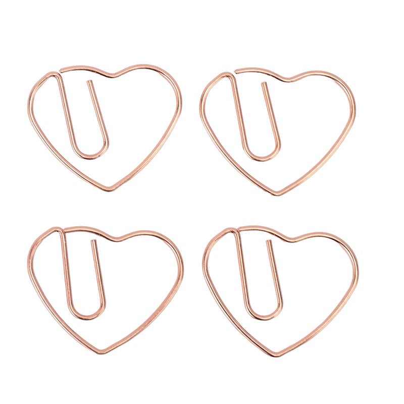 100Pcs Heart Shaped Paper Clips Iron Decorative Paperclips Set with