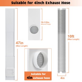 GCGOODS Dryer Vent Window Kit for 4 Inch Dryer Hose, Adjustable Dryer Vent Seal Plates with Louvered Vent Cover and Aluminum Ducting, Universal Sealing Panels for Hung/Sliding Windows