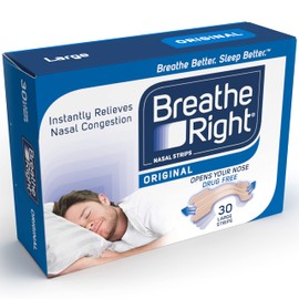 Breathe Right Breathe Right Nasenstreifen Original Large 30s, lindert sofort verstopfte Nase, hilft Schnarchen zu reduzieren, medikamentenfrei, Schnarchhilfe für Männer und Frauen, 30 Stück (1 Stück)
