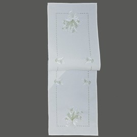 Raebel OHG Table Runner 40 x 140 cm with Embroidery Lily of the Valley White Green Easter Spring