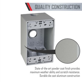 TayMac SD450S Weatherproof Box, 1-Gang, (4) 1/2-Inch Outlets, Deep, Gray