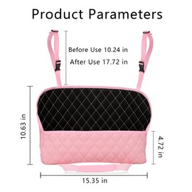 Maylai Car Mesh Bag Handbags, Durable PU Leather Handbag Holder for Car, Car Seat Storage Bag, Mesh Bag for Driver, Back Seat, Pet, Kids, Barrier (Pink)
