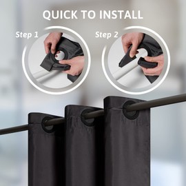 Furlinic Black Shower Curtain Mould Proof Resistantand Waterproof Washable Polyester Bath Curtains with Weight Tape for Wetroom 35x72 Inch.