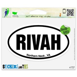 RIVAH Northern Neck Virginia Oval Vinyl Car Bumper Window Sticker 3" x 2"