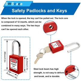 smseace 58Pack Electrical Lockout Tagout Kit -Safety Padlocks, Clamp-On Circuit Breaker Lockout, Lockout Hasps, Lockout Tag, Universal Breaker with Red Bag Industrial Lockout & Tagout Kits