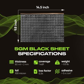 SGM Black 80mil 18 sqft Car Sound Deadening Mat, Automotive Sound Deadener, Self Adhesive Butyl Car Sound Deadening Material, Audio Noise Insulation and Dampening Sheets