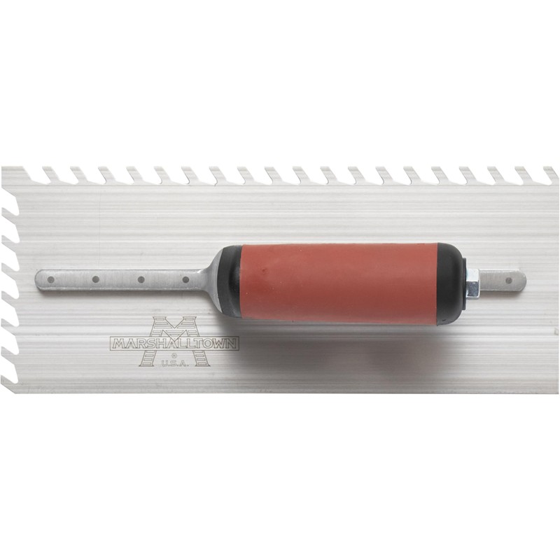 MARSHALLTOWN LayFlat Notch Trowel, 11x4 1/2 Inch, 3/8 Inch Notches,