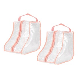 sourcing map 2Pack Boot Storage Bag Portable, PVC Shoe Storage Bag with Zipper Clear Boots Cover Protector Bag for Short Boots and Short Boots Storage Travel and Daily Use, Pink Tall