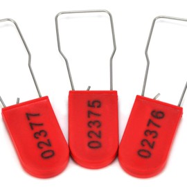 500 PCS Plastic Wire Padlocks, Numbered Plastic Padlocks Security Seals Electric Meter Seal Disposable Anti-Tamper Locks, Red