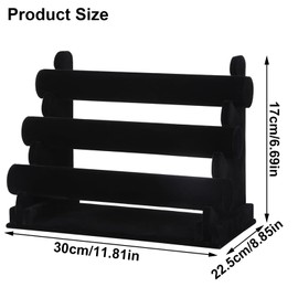 Shengxi Jewellery Stand Velvet 3 Tier Black Bracelet Stand Jewellery Stand Removable Bracelet Holder T-shape Bracelet Holder for Watches Bracelets Necklaces