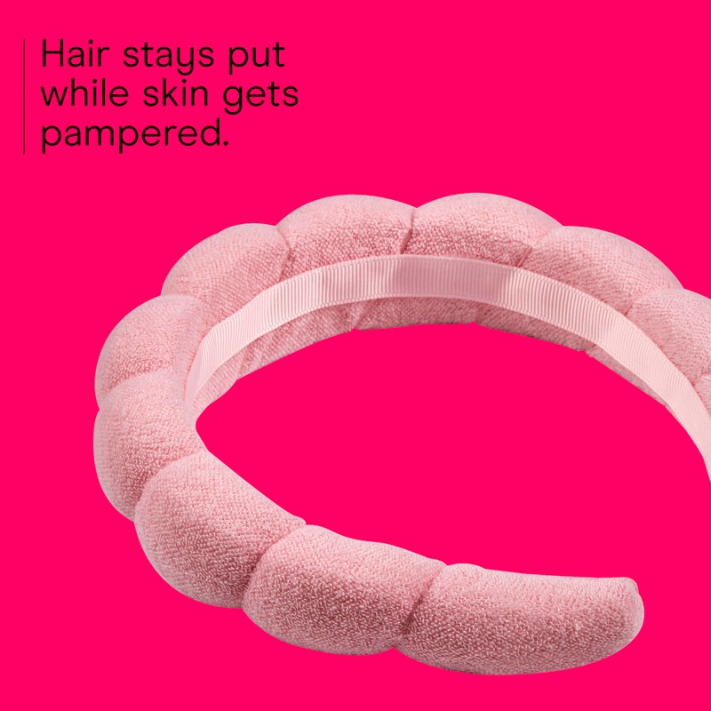 Conair Spa Makeup and Face Washing Headband, Pink Bubble Design,