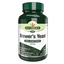 Natures Aid Brewers Yeast, 300 mg, 500 Tablets (Natural Source of B-Vitamins, Amino Acids, Minerals and Trace Elements, Vegan Society Approved, Made in the UK)
