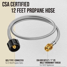 8 FT Propane Adapter Hose to 5-40lb propane tank for Coleman Stove, Weber Q Grill, Mr. Buddy Heater, Blackstone Griddle, Portable Heaters & More, Propane hose extension Adapter 1lb to 20lb Converter
