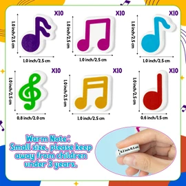 CJiangpo 60Pcs Music Mini Eraser for Kids Bulk - Musical Note Pencil Rubber Eraser Novelty 3D Desk Puzzle Music Themed Birthday Party Favors Filler Kids Back to School Classroom Prizes Gifts