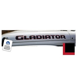 Decal Mods Gladiator Hood Graphic Vinyl Decal fits Jeep Wrangler/Gladiator JL/JT (2019-2024) Black w/red Outline FBRO (Set of 2) | FJ3G0