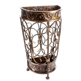 Brelso Super Quality Umbrella Stand, Umbrella Holder, Antique Look Metal, Entry Hallway Décor, Wallside Style, with Removable Drip Tray (Gold Brown)