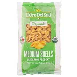 Organic Shells Pasta, (16 oz x 20 Pack), Italian Pasta, Durum Wheat, Premium Quality, Product of Italy, L'Oro del Sud