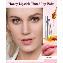 Pink Honey Lipstick Tinted Lip Balm, Hydrating Glossy Sheer Lip Care Balm for Dry & Cracked Lips, Long-Lasting Color and Moisturizing, Nourishing Glow Pink Lip Tint Gloss Lipstick Makeup for Women