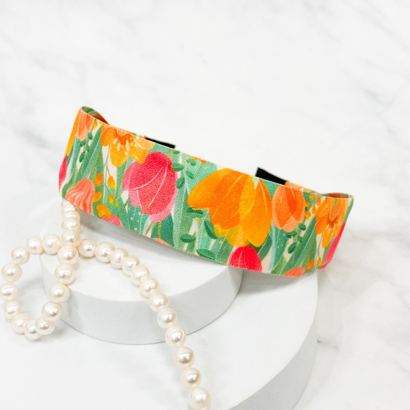 Burnaby colorful flower wide hair band wide headband / 버나비