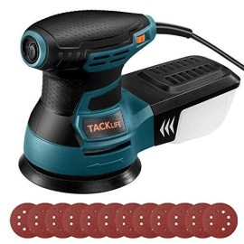 Tacklife Corded Random Orbital Palm Sander - Drywall Sander with 12 Piece Sanding Discs