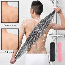 2 Stück Afrikanisches Duschnetz,Schwamm Peeling Netz,Badeschwamm,Peeling-Handschuh,Toilettenblume,Für Damen, Herren,Kinder,Körperpeeling (Schwarz + Pink)