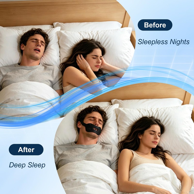 Glowvibe Chin Strap for Snoring, Adjustable Sleep Chin Support for