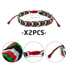 KSBBHDS Pack of 2 Braided Bracelets, Palestinian Style Bracelets, Adjustable Bracelets, Colourful Braided Bracelets, Wrap Bracelets for Men and Women