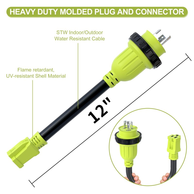 AOWEITOUR NEMA L5-30P to 5-15R Dogbone Power Adapter Cord, 30