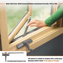 Touri Straight arm Operator with Handle for Left Window 9 3/8 in. Fit Andersen Perma-Shield Casement Window (1979-1989), Stone Color Window Opener