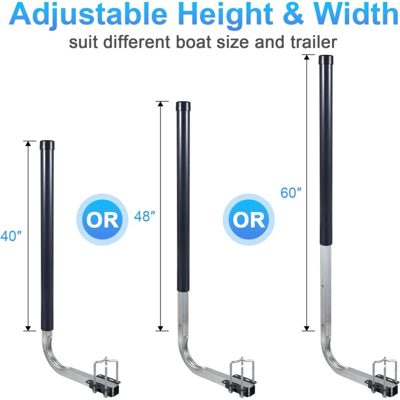 40in/48in/60in Boat Trailer Guides Height Adjustable Rustproof Galvanized Steel Poles