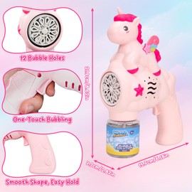 Children's Bubble Gun, LED Light Bubble Machine, Unicorn, Bubble Gun Gun with 10 Refills, Electric Bubble Machine Kids for Girls, Gift Wedding