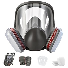 Airmabay Reusable Full Face Mask，6800 Gas Respirator Mask with 6001 Filters,Face Shield for Paint，Dust，Construction,Spraying,Welding,Griding and Cutting