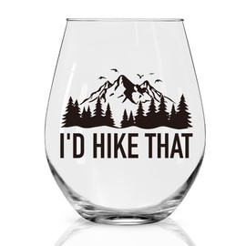 Perfectinsoy I'd Hike That Stemless Wine Glass, Cool Wine Glass for Hiking Camping Mountain Lovers Hikers, Birthday Gifts for Friends Colleagues Sisters Brothers Dad Uncle Husband