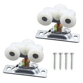 2 Pack Pocket Door Rollers Assembly, 0.7 Inch RV Closet Roller Wheel Replacement with Top Hanger, RV Sliding Door Hardware Parts with Mounting Screws for Bypass, Closet