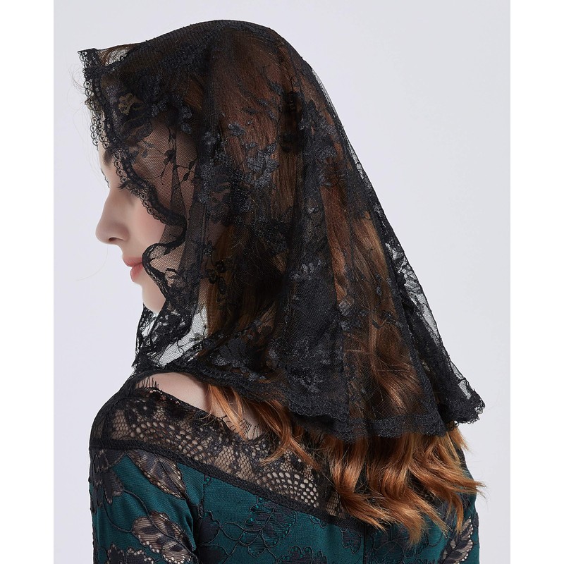 Velo de Mantilla de encaje floral para la iglesia latina